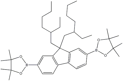 9,9-ビス(2-エチルヘキシル)-2,7-ビス(4,4,5,5-テトラメチル-1,3,2-ジオキサボロラン-2-イル)フルオレン 化学構造式