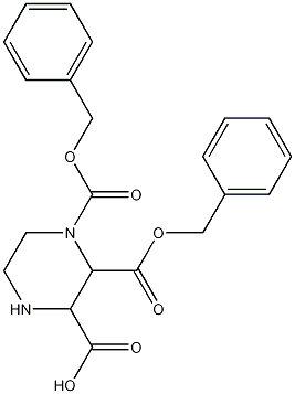 1,2-bis(benzyloxycarbonyl)piperazine-3-carboxylic acid Struktur