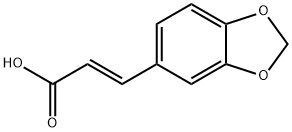 (2E)-3-(1,3-ベンゾジオキソール-5-イル)-2-プロペン酸 化学構造式