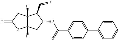(3aβ,6aβ)-4β-ホルミル-5α-(4-ビフェニリルカルボニルオキシ)ヘキサヒドロ-2H-シクロペンタ[b]フラン-2-オン 化学構造式