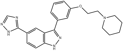 3-[3-[2-(1-Piperidinyl)ethoxy]phenyl]-5-(1H-1,2,4-triazol-5-yl)-1H-indazole Struktur