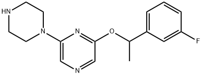 2-[1-(3-Fluorophenyl)ethoxy]-6-(1-piperazinyl)pyrazine Struktur