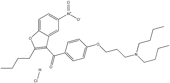 (2-Butyl-5-nitro-3-benzofuranyl)[4-[3-(dibutylamino)propoxy]phenyl]methanone hydrochloride  Structure