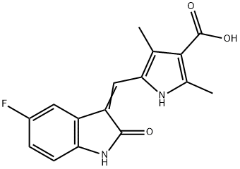 5-(5-Fluoro-2-oxo-1,2-dihydro-indol-3-ylidenemethyl)-2,4-dimethyl-1H-pyrrole-3-carboxylic Acid Structure