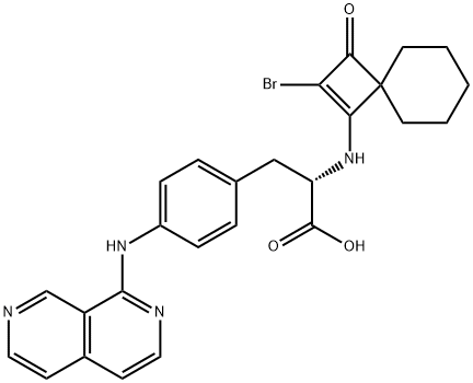 N-(2-Bromo-3-oxospiro[3.5]non-1-en-1-yl)-4-(2,7-naphthyridin-1-ylamino)-L-phenylalanine Structure