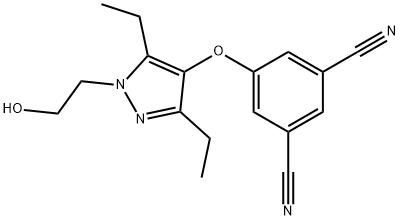 3-氰基-5-[[3,5-二乙基-1-(2-羟基乙基)-1H-吡唑-4-基]氧基]苯腈, 473921-12-9, 结构式