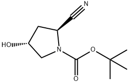 (2S,4R)-1-Boc-2-cyano-4-hydroxypyrrolidine 化学構造式