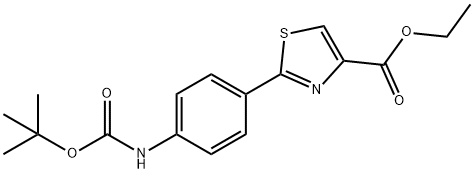 2-[4-(BOC-氨基)苯基]噻唑-4-甲酸乙酯, 494854-19-2, 结构式