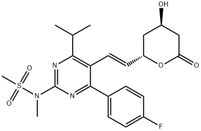 N-[4-(4-Fluorophenyl)-6-(1-methylethyl)-5-[(1E)-2-[(2S,4R)-tetrahydro-4-hydroxy-6-oxo-2H-pyran-2-yl]ethenyl]-2-pyrimidinyl]-N-methylmethanesulfonamide Struktur