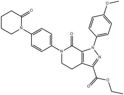 1-(4-甲氧基苯基)-7-氧代-6-[4-(2-氧代哌啶-1-基)苯基]-4,5,6,7-四氢-1H-吡唑并[3,4-C]吡啶-3-羧酸乙酯,503614-91-3,结构式