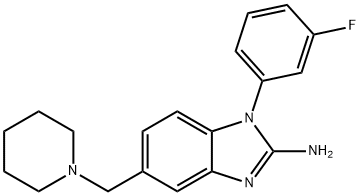1-(3-氟苯基)-5-[(哌啶-1-基)甲基]-1H-苯并咪唑-2-胺, 509093-98-5, 结构式
