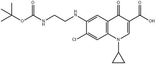 6-[(2-tert-Butoxycarbonylaminoethyl)amino]-7-chloro-1-cyclopropyl-1,4-dihydro-4-oxo-quinoline-3-carboxylic Acid 结构式