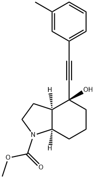 (3AR,4S,7AR)-八氢-4-羟基-4-[2-(3-甲基苯基)乙炔基]-1H-吲哚-1-羧酸甲酯, 543906-09-8, 结构式