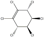 1,2,3α,4β,5β,6α-ヘキサクロロ-1-シクロヘキセン 化学構造式
