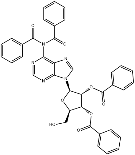 (2R,3R,4R,5R)-2-(6-(N-苄基苯甲酰胺)-9H-嘌呤-9-基)-5-(羟基甲基)四氢呋喃-3,4-二基二苯甲酸酯 结构式