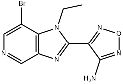 4-(7-溴-1-乙基-1H-咪唑并[4,5-C]吡啶-2-基)-1,2,5-噁二唑-3-胺, 607370-99-0, 结构式