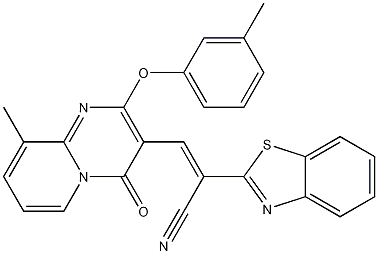 ALPHA-[[9-甲基-2-(3-甲基苯氧基)-4-氧代-4H-吡啶并[1,2-A]嘧啶-3-基]亚甲基]-2-苯并噻唑乙腈, 620112-78-9, 结构式