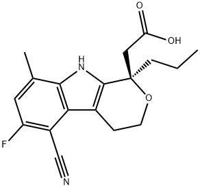 (R)-2-(5-氰基-6-氟-8-甲基-1-丙基-1,3,4,9-四氢吡喃[3,4-B]吲哚-1-基)乙酸, 627871-22-1, 结构式