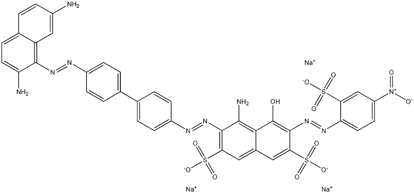 4-Amino-3-[[4'-[(2,7-diamino-1-naphtyl)azo]-1,1'-biphenyl-4-yl]azo]-5-hydroxy-6-[(4-nitro-2-sulfophenyl)azo]-2,7-naphthalenedisulfonic acid trisodium salt Structure