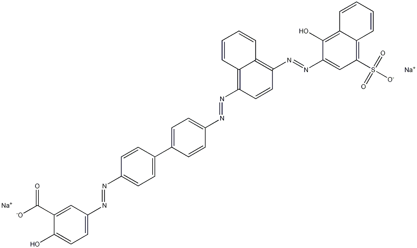 2-ヒドロキシ-5-[[4'-[[4-[(1-ヒドロキシ-4-スルホ-2-ナフチル)アゾ]-1-ナフチル]アゾ]-1,1'-ビフェニル-4-イル]アゾ]安息香酸二ナトリウム 化学構造式
