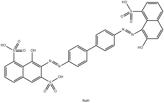 4-ヒドロキシ-3-[[4'-[(2-ヒドロキシ-8-ソジオスルホ-1-ナフタレニル)アゾ]-1,1'-ビフェニル-4-イル]アゾ]ナフタレン-2,5-ジスルホン酸二ナトリウム 化学構造式