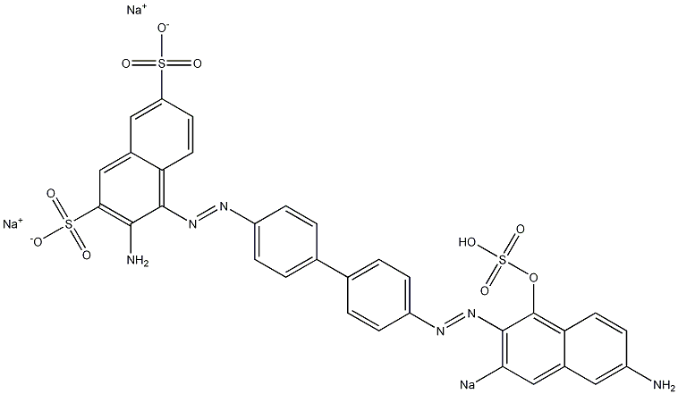 3-アミノ-4-[[4'-[(6-アミノ-1-ヒドロキシ-3-ソジオスルホ-2-ナフタレニル)アゾ]-1,1'-ビフェニル-4-イル]アゾ]ナフタレン-2,7-ジスルホン酸二ナトリウム 化学構造式