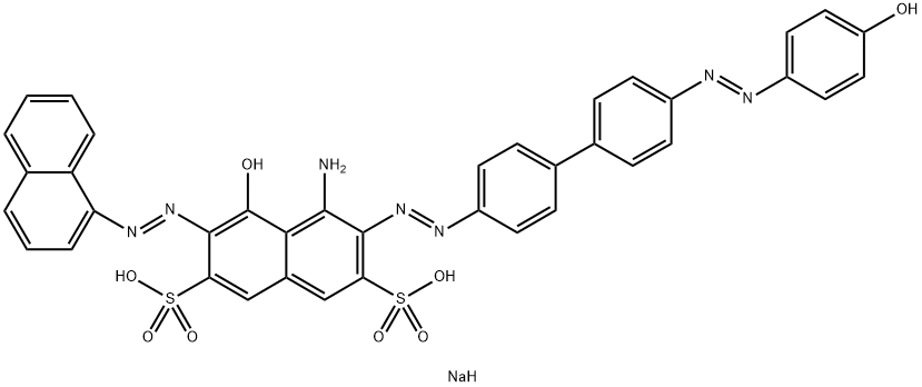 4-Amino-5-hydroxy-3-[[4'-[(4-hydroxyphenyl)azo]-1,1'-biphenyl-4-yl]azo]-6-(1-naphtylazo)-2,7-naphthalenedisulfonic acid disodium salt Structure