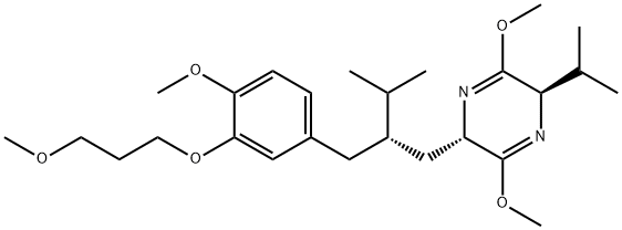 (2S,5R)-2,5-二氢-3,6-二甲氧基-2-[(2S)-2-[4-甲氧基-3-(3-甲氧丙氧基)苯基]甲基]-3-甲基丁基-5-(1-甲乙基)吡嗪,656241-17-7,结构式