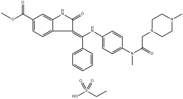 尼达尼布乙磺酸盐, 656247-18-6, 结构式