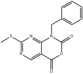 1-benzyl-7-(methylthio)-1H-pyrimido[4,5-d][1,3]oxazine-2,4-dione Struktur