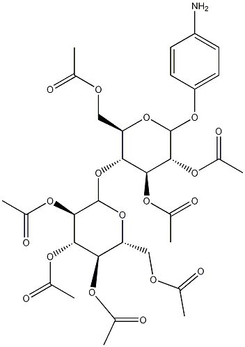 4-Aminophenyl 2,3,6-Tri-O-acetyl-4-O-(2,3,4,6-tetra-O-acetyl--D-glucopyranosyl)--D-glucopyranoside Struktur