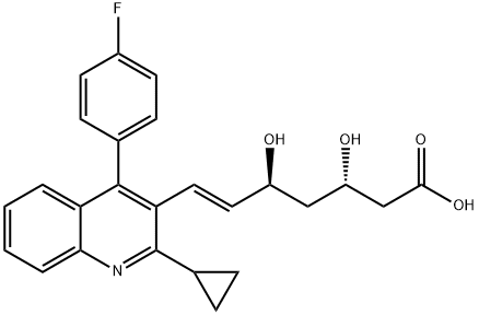 (3S,5S,6E)-7-[2-环丙基-4-(4-氟苯基)-3-喹啉基]-3,5-二羟基-6-庚烯酸, 688735-41-3, 结构式