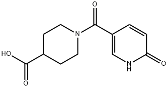 1-[(6-オキソ-1,6-ジヒドロピリジン-3-イル)カルボニル]ピペリジン-4-カルボン酸 化学構造式