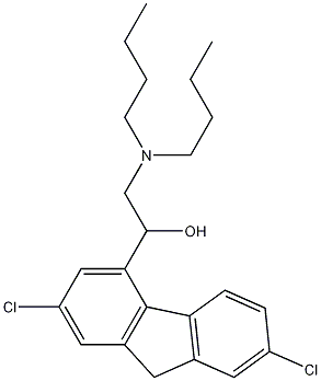 2,7-ジクロロ-Α-[(ジブチルアミノ)メチル]-9H-フルオレン-4-メタノール 化学構造式