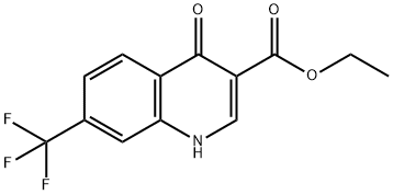 4-オキソ-7-(トリフルオロメチル)-1,4-ジヒドロキノリン-3-カルボン酸エチル 化学構造式