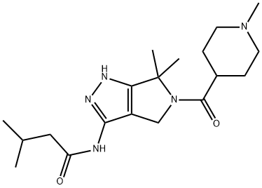 3-甲基-N-[1,4,5,6-四氢-6,6-二甲基-5-[(1-甲基-4-哌啶基)甲酰基]吡咯并[3,4-C]吡唑-3-基]丁酰胺,718630-59-2,结构式