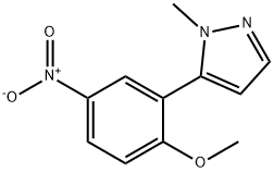 5-(2-Methoxy-5-nitrophenyl)-1-methyl-1H-pyrazole 化学構造式