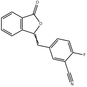 2-氟-5-[(3-氧代-1(3H)-异苯并呋喃亚基)甲基]苯腈 结构式