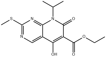 5-ヒドロキシ-8-イソプロピル-2-(メチルチオ)-7-オキソ-7,8-ジヒドロピリド[2,3-D]ピリミジン-6-カルボン酸エチル 化学構造式