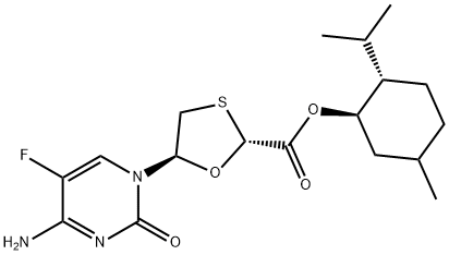 (2R,5S)-5-(4-アミノ-5-フルオロ-2-オキソ-1(2H)-ピリミジニル)-1,3-オキサチオラン-2-カルボン酸(1R,2S,5R)-5-メチル-2-(1-メチルエチル)シクロヘキシルエステル 化学構造式