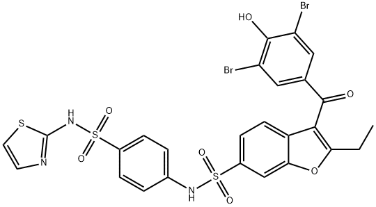 765317-72-4 3-(3,5-二溴-4-羟基苯甲酰基)-2-乙基-N-[4-[(2-噻唑氨基)磺酰基]苯基]-6-苯并呋喃磺酰胺