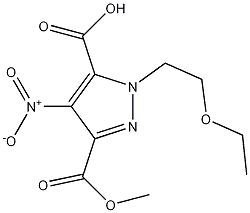 3-(methoxycarbonyl)-1-(2-ethoxyethyl)-4-nitro-1H-pyrazole-5-carboxylic acid Struktur