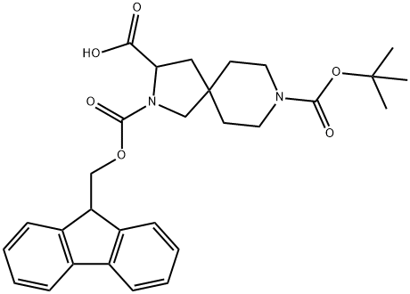 2,8-二氮杂-螺[4.5]癸烷-2,3,8-三甲酸 8-叔丁基 酯 2-(9H-芴-9-基甲基) 酯, 849928-23-0, 结构式