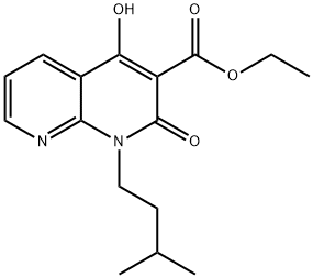 4-ヒドロキシ-1-イソペンチル-2-オキソ-1,2-ジヒドロ-1,8-ナフチリジン-3-カルボン酸エチル 化学構造式