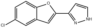 3-(5-クロロ-1-ベンゾフラン-2-イル)-1H-ピラゾール 化学構造式