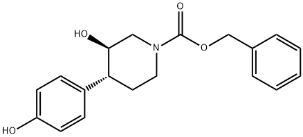 (3R,4R)-3-羟基-4-(4-羟基苯基)哌啶-1-甲酸苄酯, 857278-37-6, 结构式