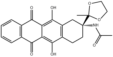 Acetamide,N-[1,2,3,4,6,11-hexahydro-5,12-dihydroxy-2-(2-methyl-1,3-dioxolan-2-yl)-6,11-dioxo-2-naphthacenyl]-,(R)- Struktur