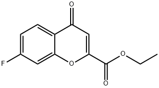7-Fluoro-4-oxo-4H-chromene-2-carboxylicacidethylester 化学構造式