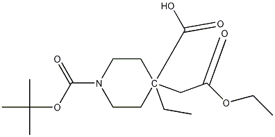 1,4-Piperidinedicarboxylic acid, 4-(2-ethoxy-2-oxoethyl)-, 1-(1,1-dimethylethyl) 4-ethyl ester Structure