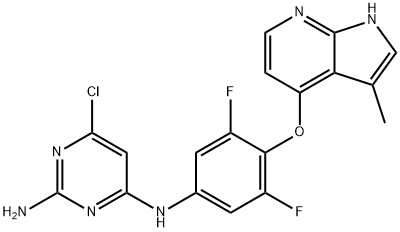 6-氯-N4-[3,5-二氟-4-[(3-甲基-1H-吡咯并[2,3-B]吡啶-4-基)氧]苯基]-2,4-嘧啶二胺, 867017-68-3, 结构式